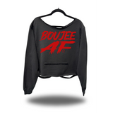 BOUJEE AF ROAD RASH SLASH X BLACK CROP WIDENECK HOODIE