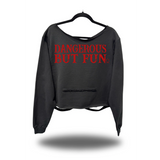 DANGEROUS ROAD RASH SLASH X BLACK CROP WIDENECK HOODIE