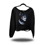DOG IN ME ROAD RASH SLASH X BLACK CROP WIDENECK HOODIE