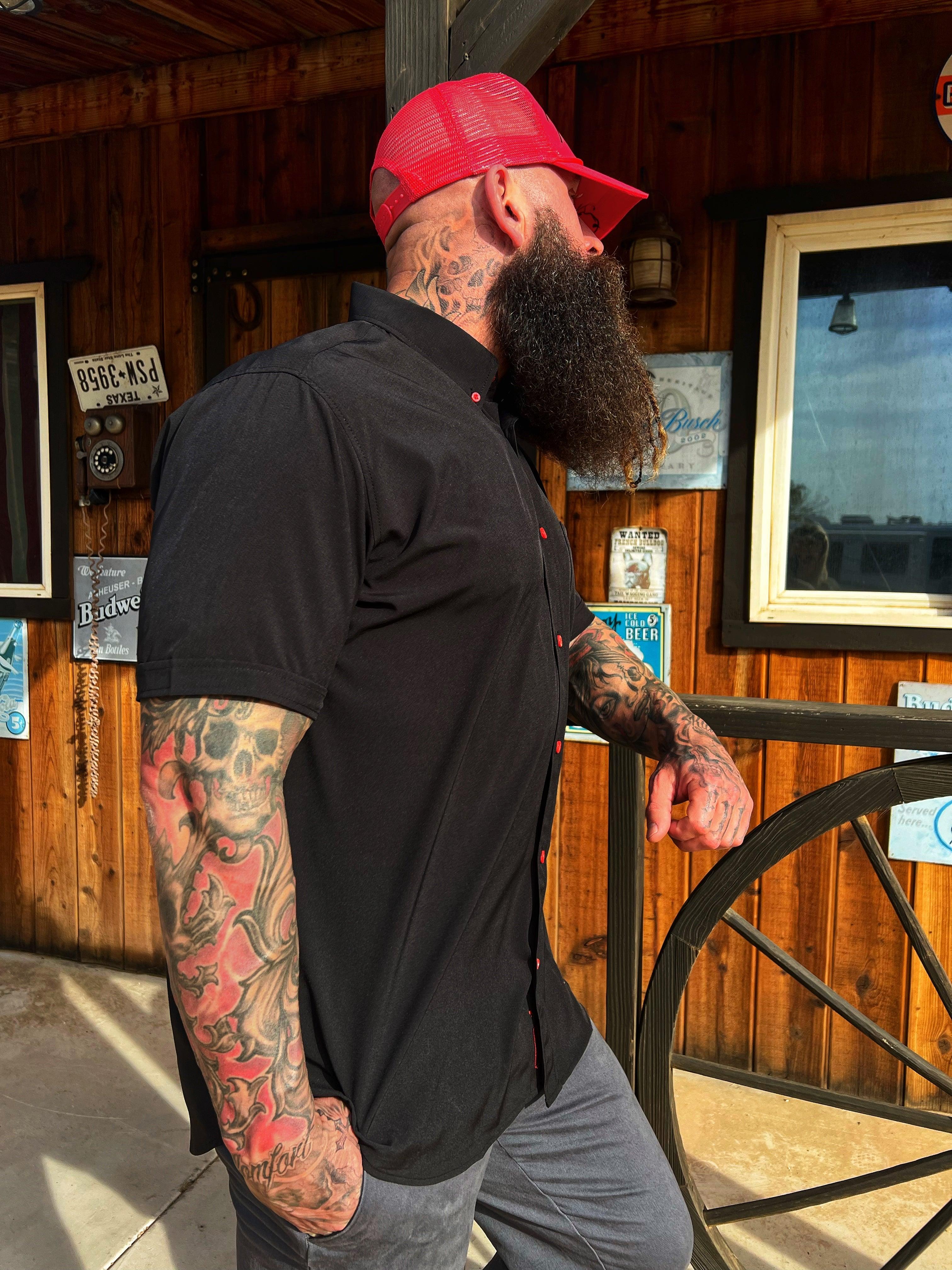ESSENTIAL BLACK BUTTON UP - The Drive Clothing