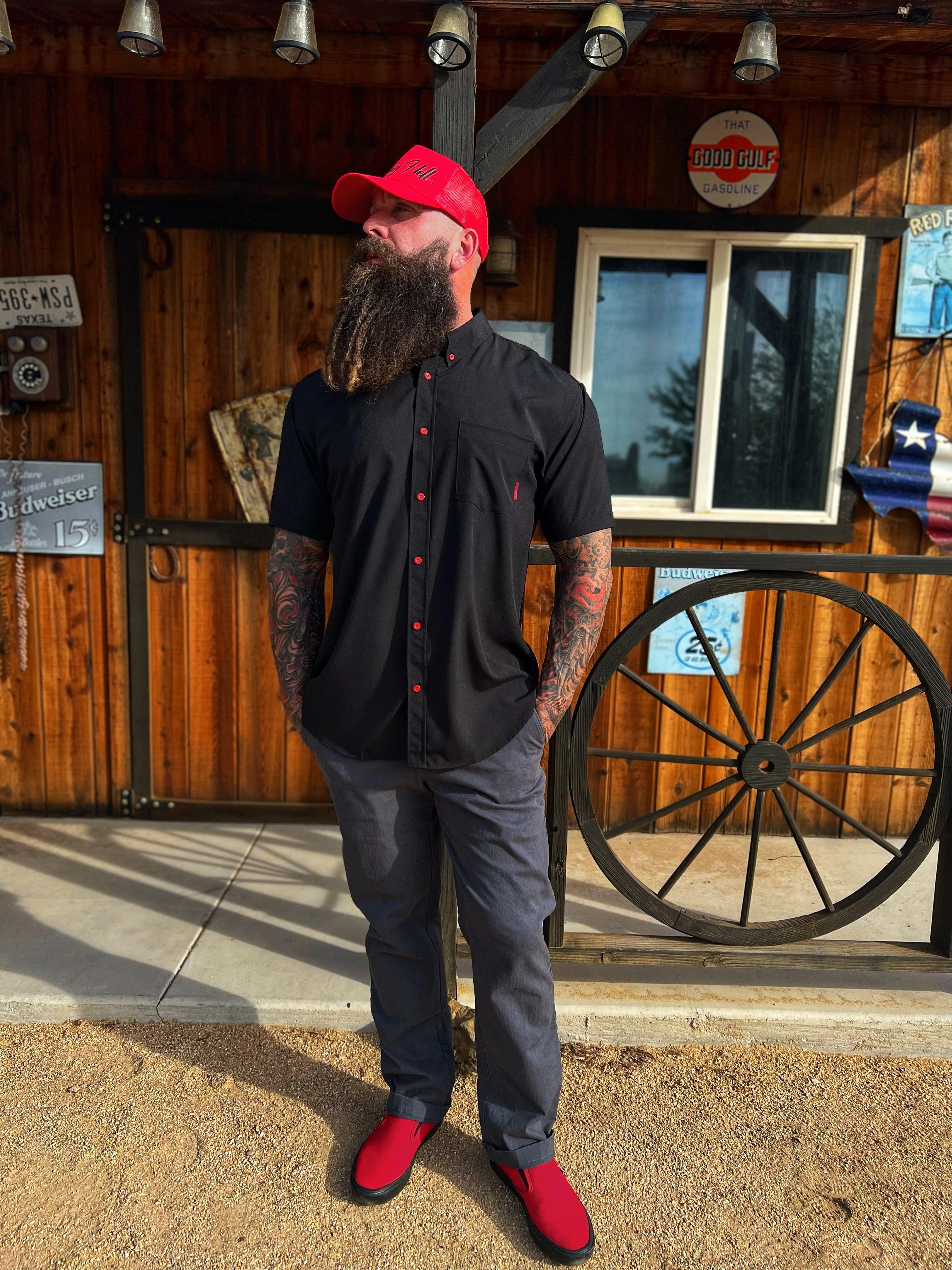 ESSENTIAL BLACK BUTTON UP - The Drive Clothing