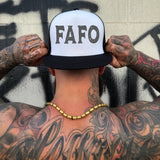 FAFO GREY BLACK AND WHITE FLAT BILL HAT