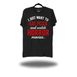 EAT PIZZA AND WATCH HORROR BLACK CLASSIC TEE