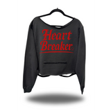 HEART BREAKER ROAD RASH SLASH X BLACK CROP WIDENECK HOODIE
