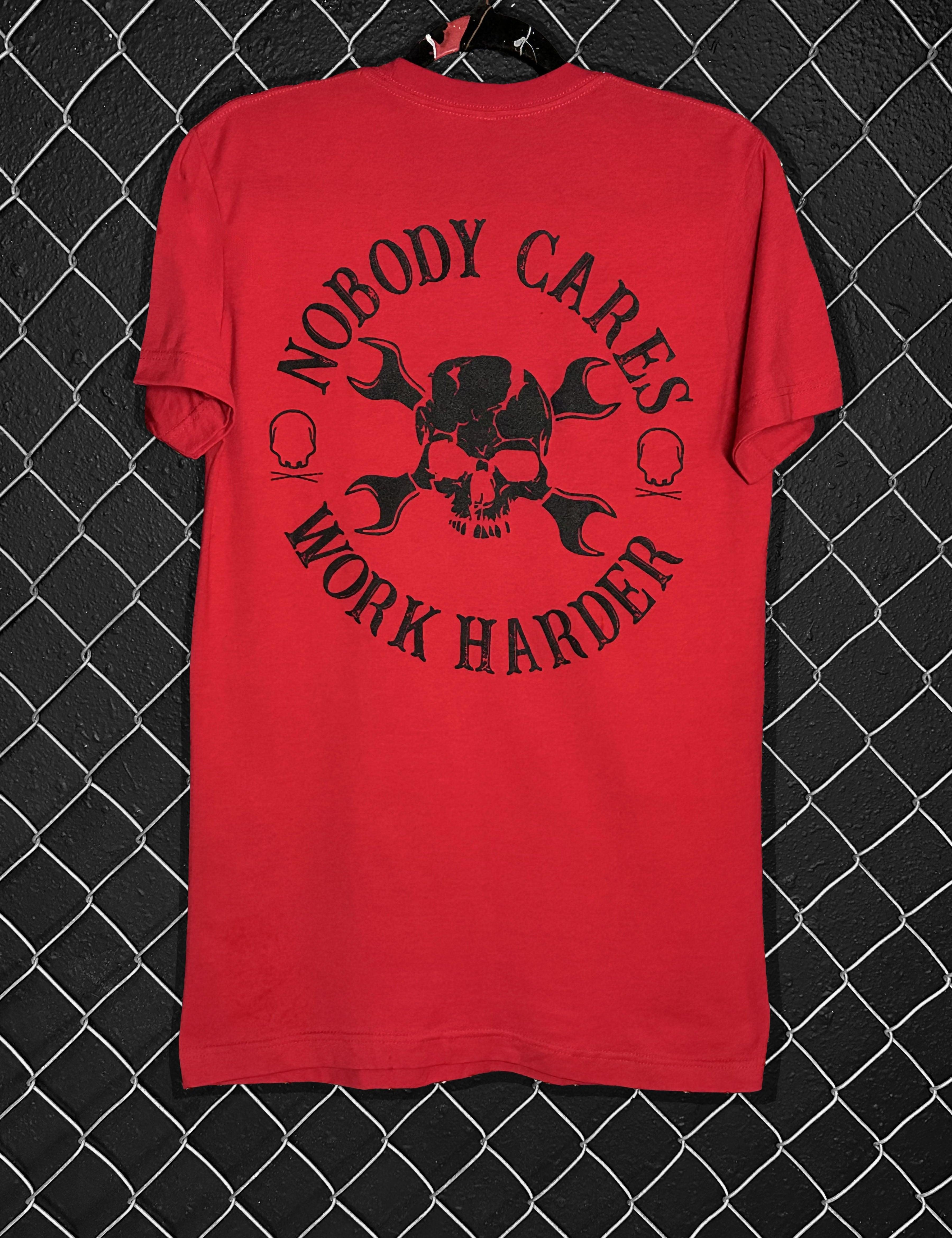 NOBODY CARES RED CLASSIC TEE - The Drive Clothing