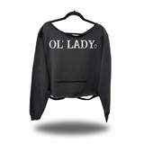 OL LADY ROAD RASH SLASH X BLACK CROP WIDENECK HOODIE