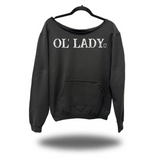 OL LADY ROAD RASH DIAMOND CROSS BLACK WIDENECK HOODIE