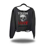 TOUGH LOVE ROAD RASH SLASH X BLACK CROP WIDENECK HOODIE