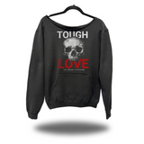 TOUGH LOVE ROAD RASH DIAMOND CROSS BLACK WIDENECK HOODIE
