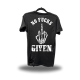 NO FUCKS GIVEN ROAD RASH BLACK TEE 1.0 *WHITE*