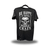 BE HAPPY ROAD RASH BLACK TEE 1.0