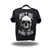 DON'T DIE ROAD RASH RAW EDGE BLACK TEE