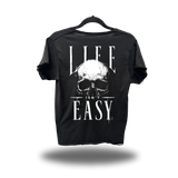 LIFE ISN'T EASY ROAD RASH RAW EDGE BLACK TEE