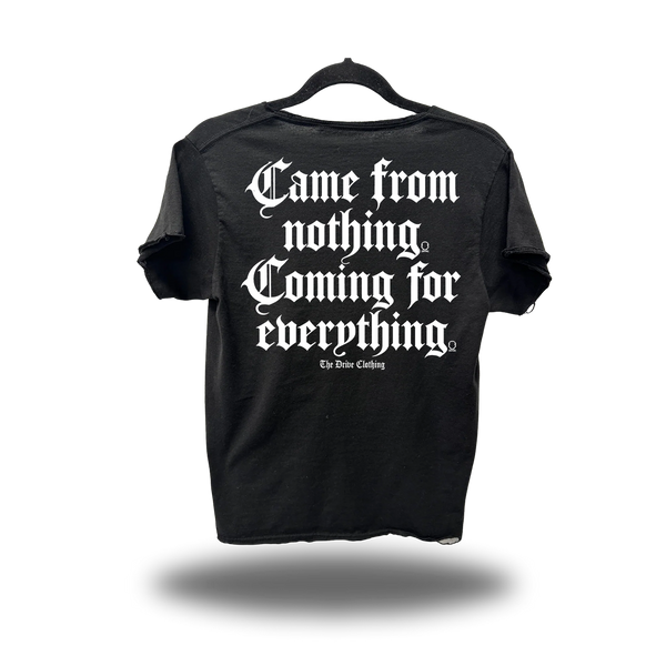 CAME DISTRESSED RAW EDGE BLACK TEE