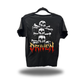 SKULL STACK ROAD RASH RAW EDGE BLACK TEE