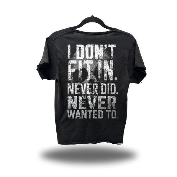 NEVER WANTED ROAD RASH RAW EDGE BLACK TEE