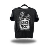 HORROR ADDICT ROAD RASH RAW EDGE BLACK TEE