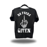 NO FUCKS GIVEN ROAD RASH RAW EDGE BLACK TEE *WHITE*