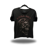 CHILL OUT ROAD RASH RAW EDGE BLACK TEE