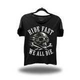 WE ALL DIE ROAD RASH RAW EDGE BLACK TEE