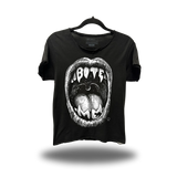 BITE ME ROAD RASH RAW EDGE BLACK TEE