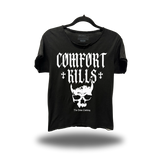 COMFORT CROSSES ROAD RASH RAW EDGE BLACK TEE
