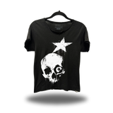 STAR SKULL ROAD RASH RAW EDGE BLACK TEE