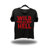 WILD AS HELL ROAD RASH RAW EDGE BLACK TEE