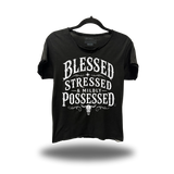 MILDLY POSSESSED ROAD RASH RAW EDGE BLACK TEE