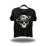 SATURN SKULL ROAD RASH RAW EDGE BLACK TEE