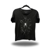 SPIDER WEB ROAD RASH RAW EDGE BLACK TEE