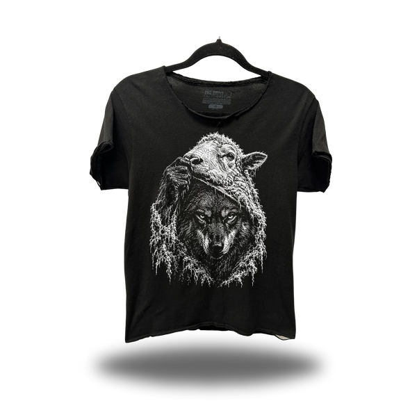 WOLF ROAD RASH RAW EDGE BLACK TEE