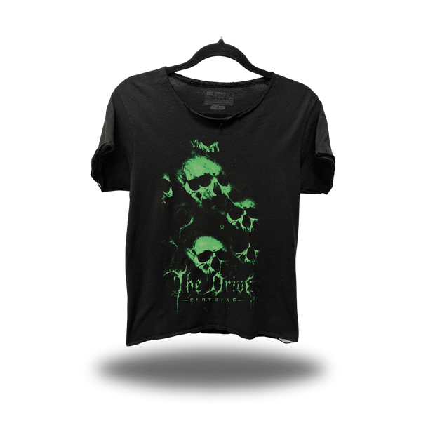 TDC GHOST SKULLS ROAD RASH RAW EDGE BLACK TEE