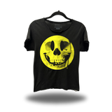 SKULL SMILEY ROAD RASH RAW EDGE BLACK TEE