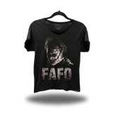 FAFO LEATHERFACE ROAD RASH RAW EDGE BLACK TEE