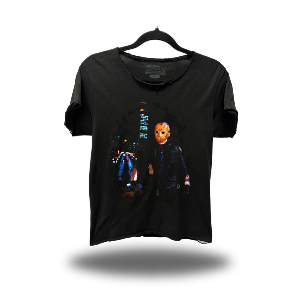 80'S JASON ROAD RASH RAW EDGE BLACK TEE