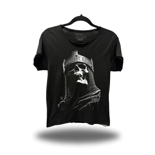 COMFORT KING ROAD RASH RAW EDGE BLACK TEE