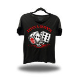 LIFE GAMBLE ROAD RASH RAW EDGE BLACK TEE