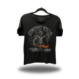 COMFORT GODDESS ROAD RASH RAW EDGE BLACK TEE