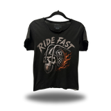 RIDE FAST ROAD RASH RAW EDGE BLACK TEE