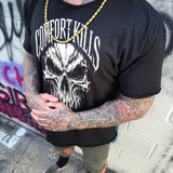 KILLS SKULL 2 ROAD RASH RAW EDGE BLACK TEE