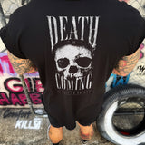 DEATH IS COMING ROAD RASH MENS MUSCLE SCOOP NECK BLACK TEE
