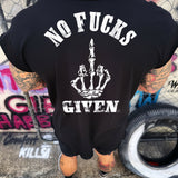 NO FUCKS GIVEN ROAD RASH MENS MUSCLE SCOOP NECK BLACK TEE *WHITE*