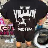 BE THE VILLAIN ROAD RASH MENS MUSCLE SCOOP NECK BLACK TEE