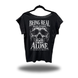 BEING REAL ROAD RASH MENS MUSCLE SCOOP NECK BLACK TEE