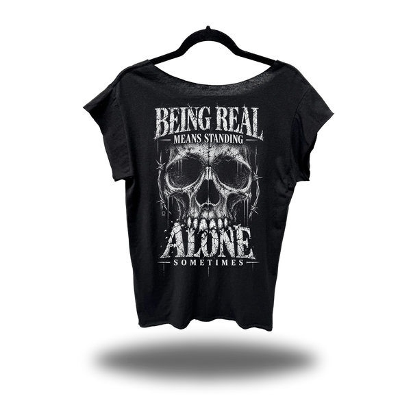 BEING REAL ROAD RASH MENS MUSCLE SCOOP NECK BLACK TEE
