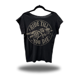 TILL DIE ROAD RASH MENS MUSCLE SCOOP NECK BLACK TEE