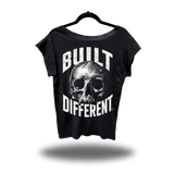 BUILT DIFFERENT ROAD RASH MENS MUSCLE SCOOP NECK BLACK TEE