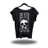 DEATH IS COMING ROAD RASH MENS MUSCLE SCOOP NECK BLACK TEE