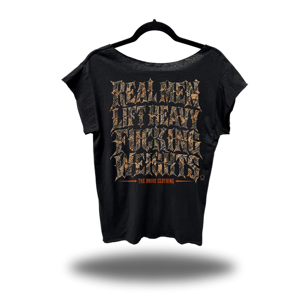 HEAVY LIFT DISTRESSED MENS MUSCLE SCOOP NECK BLACK TEE